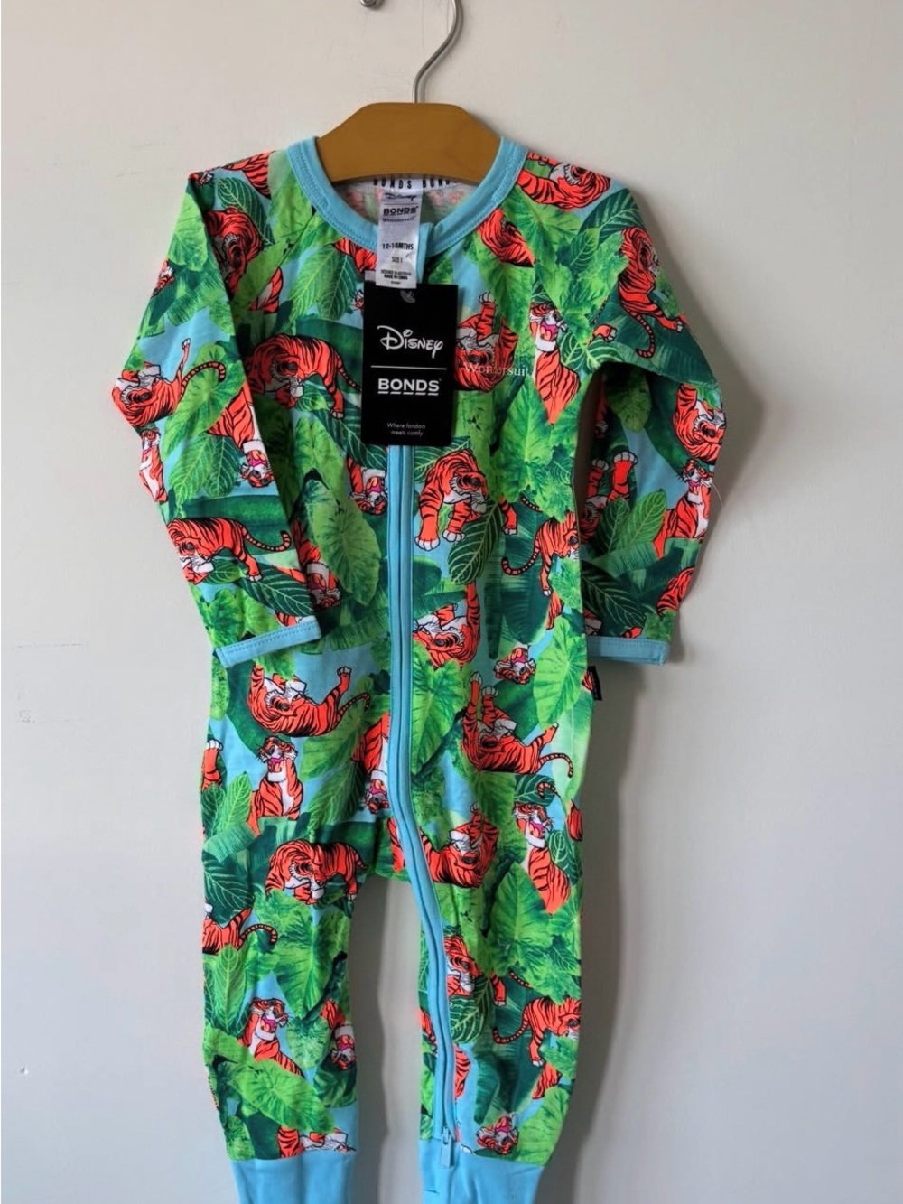 Bonds Green Jungle Tiger Zip-Up Kids Bodysuit